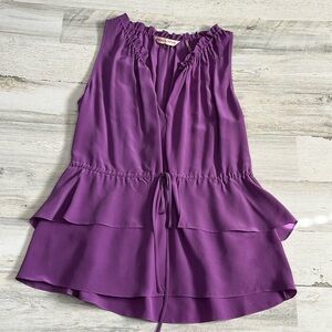 Rebecca Taylor Purple Sleeveless Tiered Peplum Tank